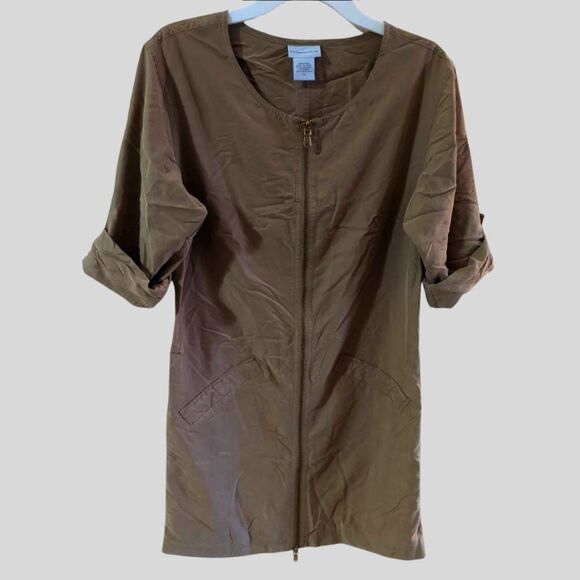 Soft Surroundings Utility Dress XS Tan Zip Front Pockets Casual Relaxed Fit - Picture 2 of 12